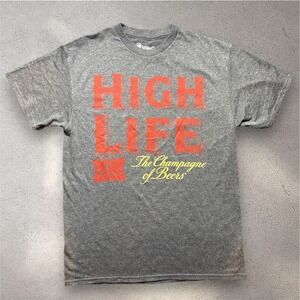 Miller High Life T Shirt Mens Medium Gray Champagne of Beers Graphic Tee 2014